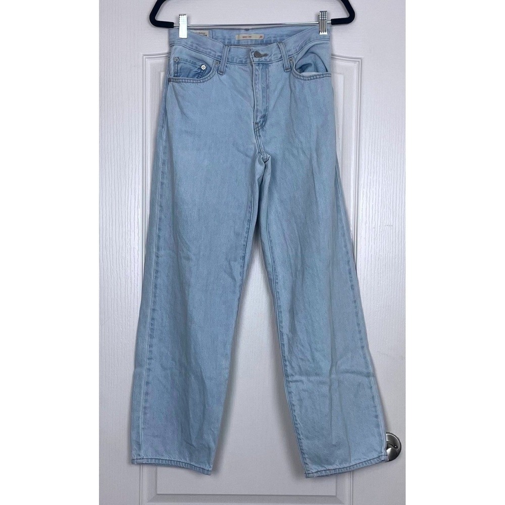 Levis Baggy Dad Womens Jeans Light Wash Blue Denim Wide Leg Size 0-2‎ W25 L30